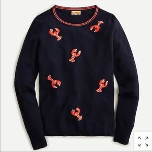 CASHMERE CREWNECK SWEATER IN FLYING LOBSTERS PRINT